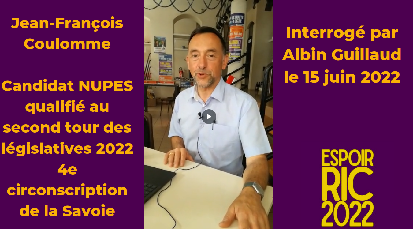 Jean Francois coulomme candidat Nupes savoie